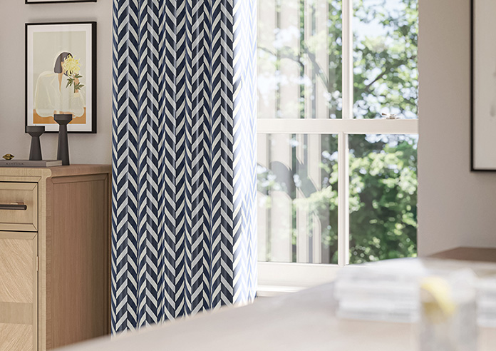 Chevron Stripe, Navy - Made to Measure Curtains - Image 5